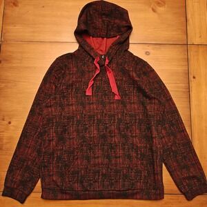 Jason Wu Hoodie Black Red Textured Plaid Hoodie Women's Small Ribbon Casual Goth